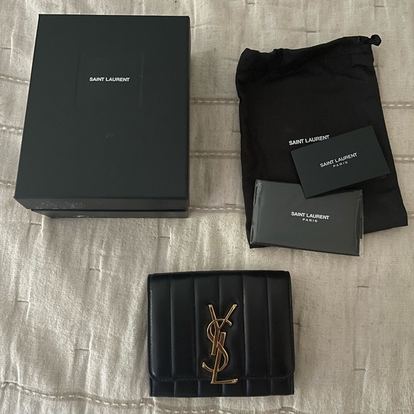 Saint Laurent Bags Saint Laurent Vicky Trifold Wallet Ysl Monogram